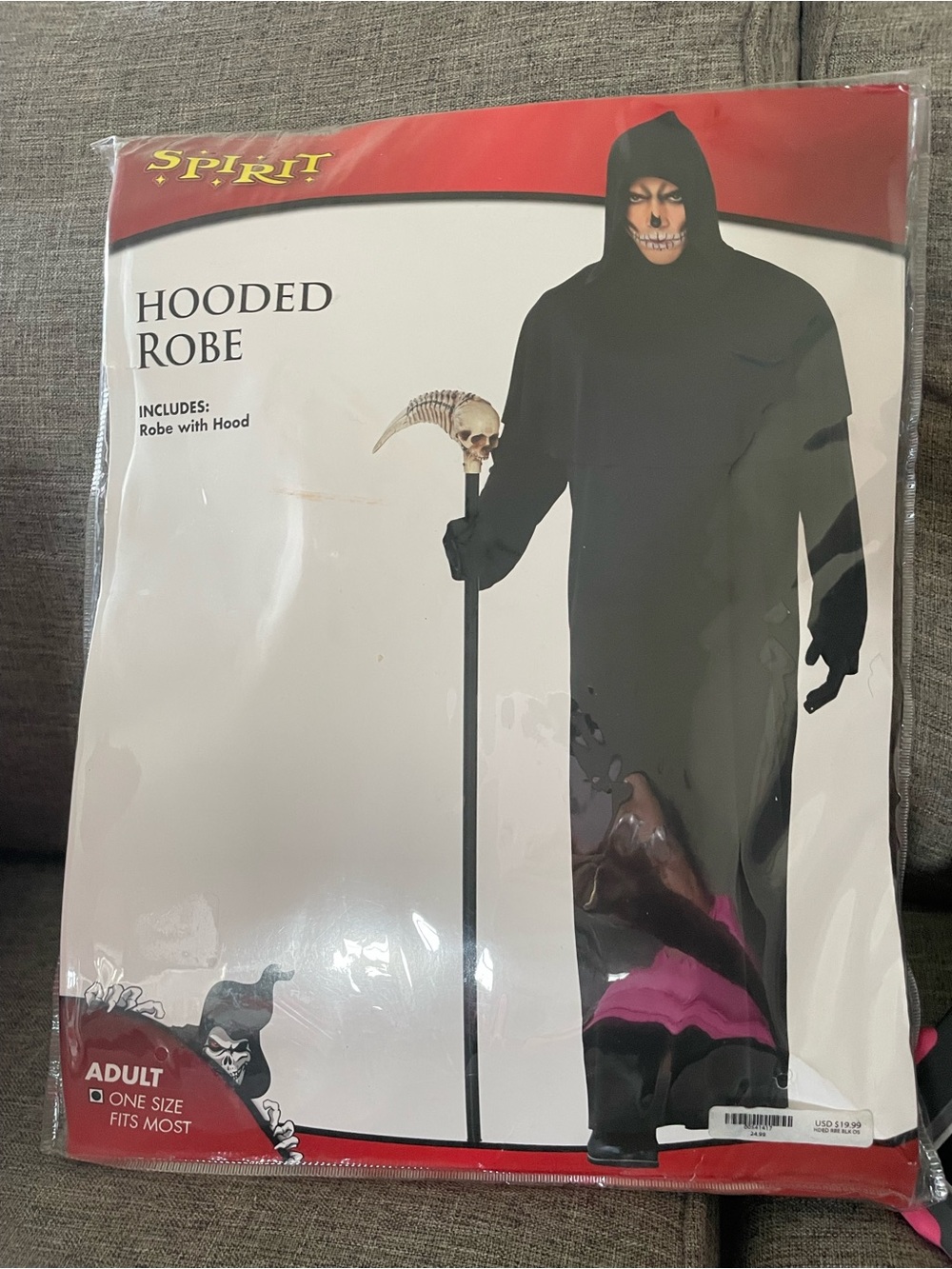 Spirit Halloween Adult Hooded Black Robe Reaper One size New in package